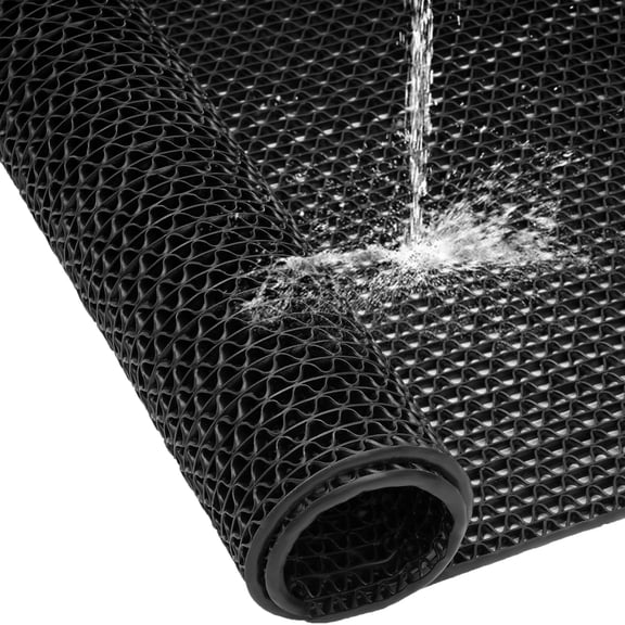 PPOSFPH Drainage Mat, 3 x 3.3ft Non Slip Rubber Floor Mats, Pool Mat for Indoor Outdoor Entrance Bar Wet Area, Black