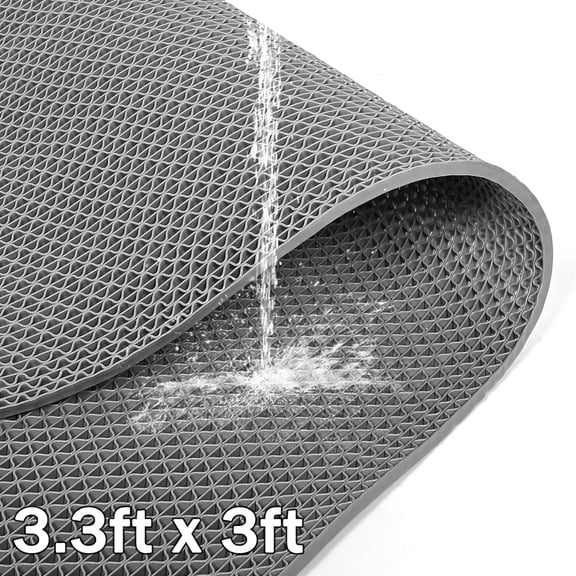 PPOSFPH Drainage Mat, 3 x 3.3Ft Non-Slip Pool Mat for Wet Areas, Gray