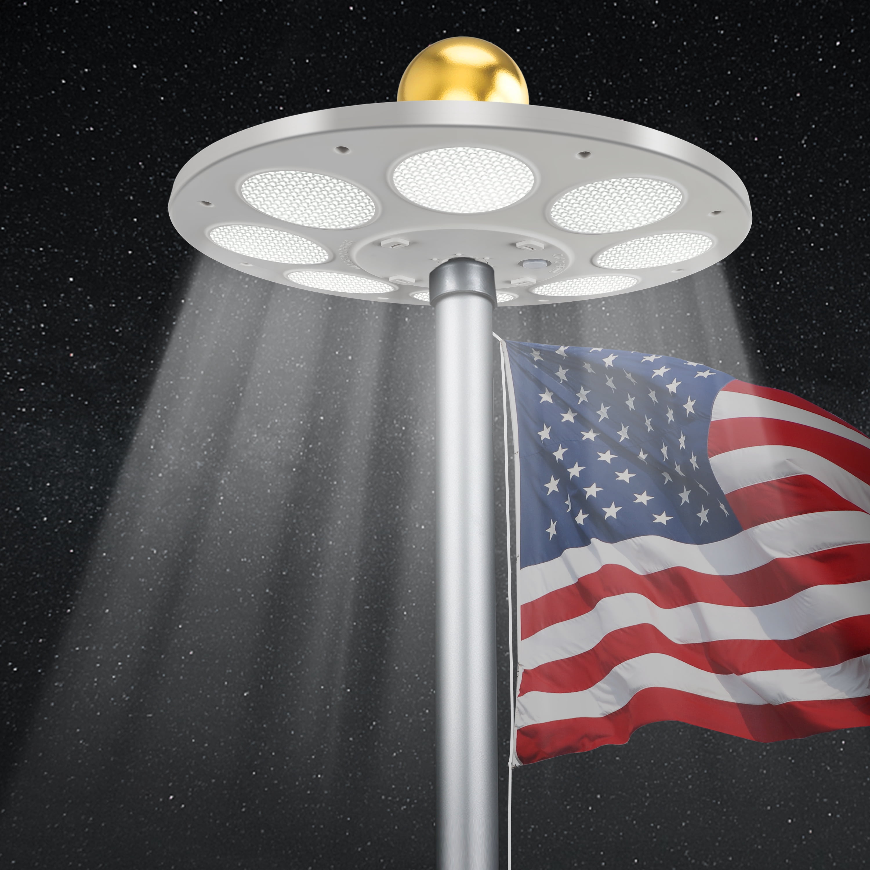 PPQ Solar Flagpole Light for 15-25 Ft Flag Poles, 10 Hour Dusk to Dawn Auto On/Off
