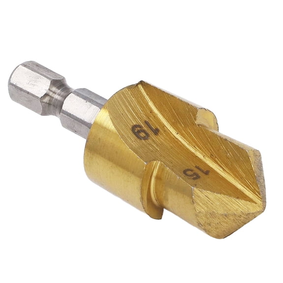 PPR Lifting Drill Bit 15-19mm 1/4 Inch Hex Shank Ti Coated High Carbon Steel Water Pipe Expansion Drill Puncher, 9 x 7 Inches / 22.8 x 17.7 cm