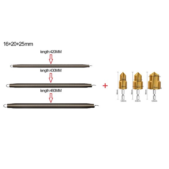 PPR & PVC Pipe Spring Bender Set with Step Drill Bits for Manual Pipe Threading and Bending 3PCS Heavy-Duty Wire Tube Benders (16/20/25mm) + 3PCS Lifting Drills (20/25/32mm) for Water Pipes