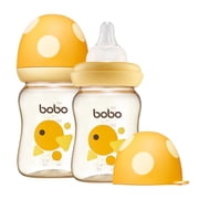YOHKOH PPSU Anti-Colic Baby Bottle,Mushroom Cap,Wide-bore,for Toddler,5.4 oz,2pc-Yellow