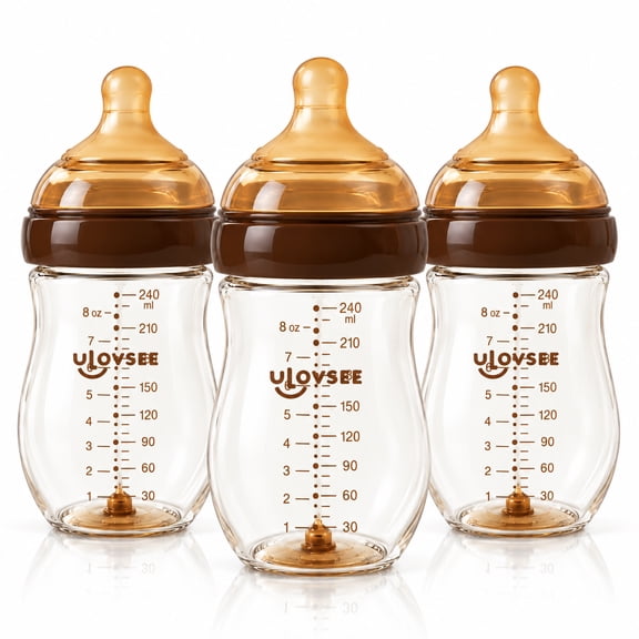PPSU Baby Bottles, 3 Pack, 8.1 oz or 5.4 oz Wide Neck Feeding Bottles with Handles and Silicone Nipples