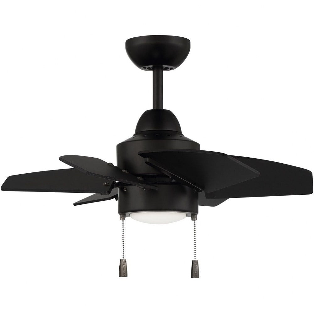 Flat Black 24'' Ceiling Fan with LED Light and 6 Plywood Blades
