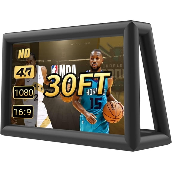 PPXIA 30ft Outdoor Inflatable Projection Screen with Air Blower, Front & Rear Viewing for Movie Nights, Backyard