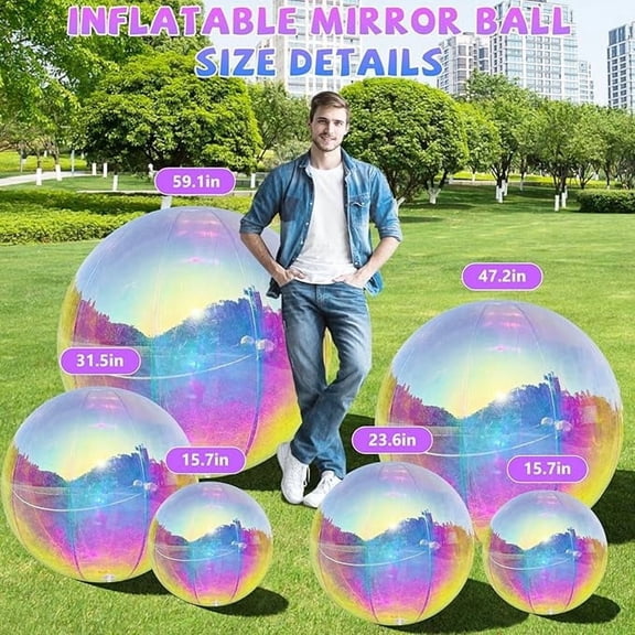 PPXIA 6PCS Inflatable Mirror Ball, Big Hanging&Standing Disco Ball with Electric Air Pump, Reusable Bubble Sphere Set for Party Decoration, Event, Pool, Photo Props, Wedding(Colorful)