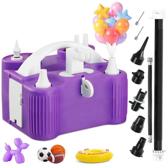 4-in-1 Electric Balloon Pump with 9 Nozzles, Dual Motor Portable Air Inflator, Fast Inflate Deflate Air Pump for Latex 260q Foil Balloons , Swimming Rings, Air Mattresses & Vacuum Storage Bags