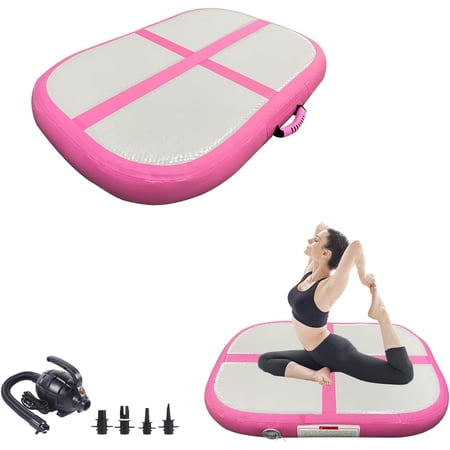 PPXIA Gymnastics Air Roller Air Barrel Inflatable Tumbling Mat, Tumble Track Backhandspring Mat Gymnastic Equipment with Pump for Yoga Training Cheerleading Home Use