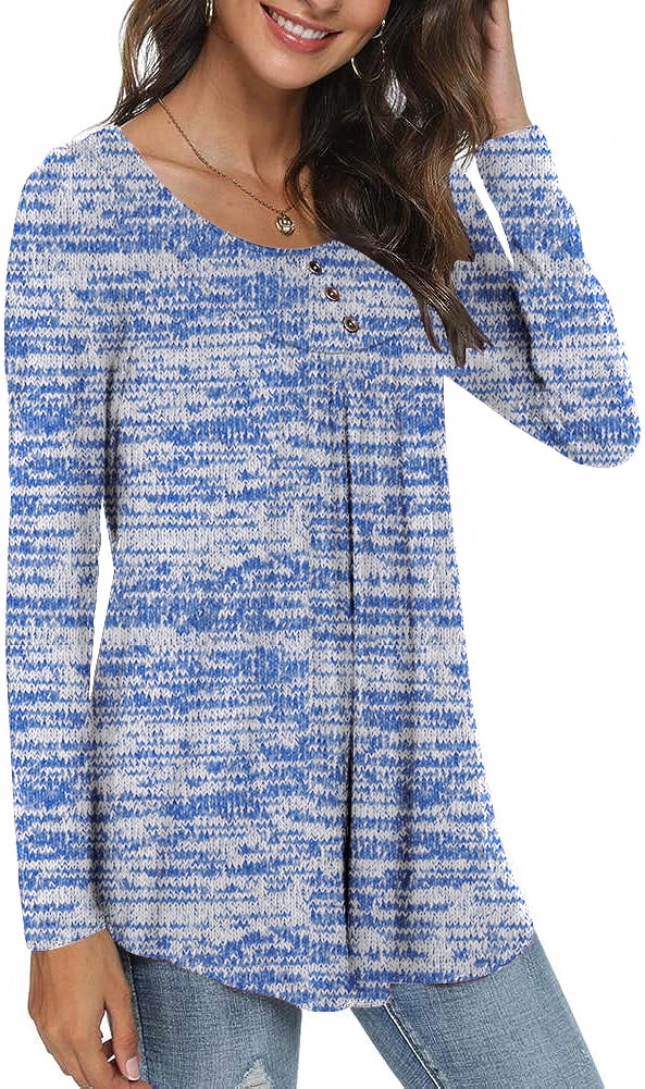 PPYOUNG Blouses for Women Pleated Long Sleeve Tunic Tops Dressy Casual ...