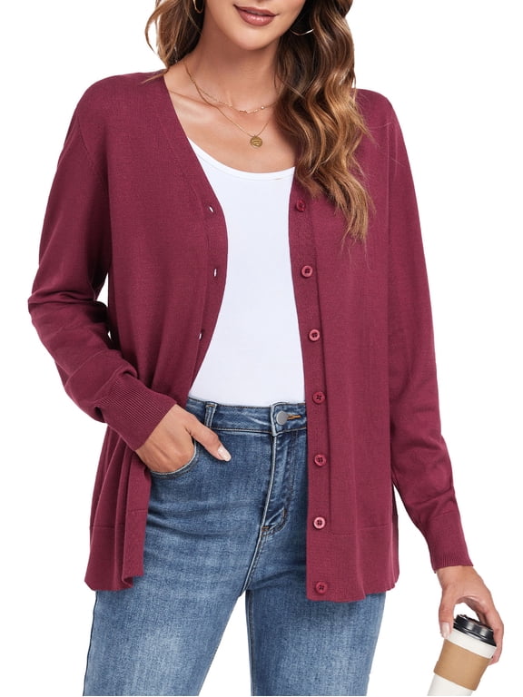 Cardigan Sweater for Women's Button Down Knitwear Long Sleeve Soft Basic Knit Cardigan Sweater