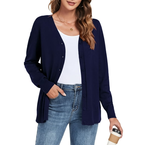 PPYOUNG Cardigan Sweater for Women's Button Down Knitwear Long Sleeve Soft Basic Knit Cardigan Sweater