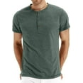 thumbnail image 1 of PPYOUNG Mens Fashion Casual Front Placket Basic Short Sleeve Henley T-Shirts L, 1 of 5