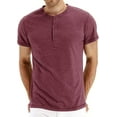 thumbnail image 1 of PPYOUNG Mens Fashion Casual Front Placket Basic Short Sleeve Henley T-Shirts M, 1 of 5