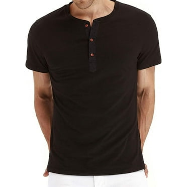 PPYOUNG Mens Fashion Casual Front Placket Basic Short Sleeve Henley T-Shirts M