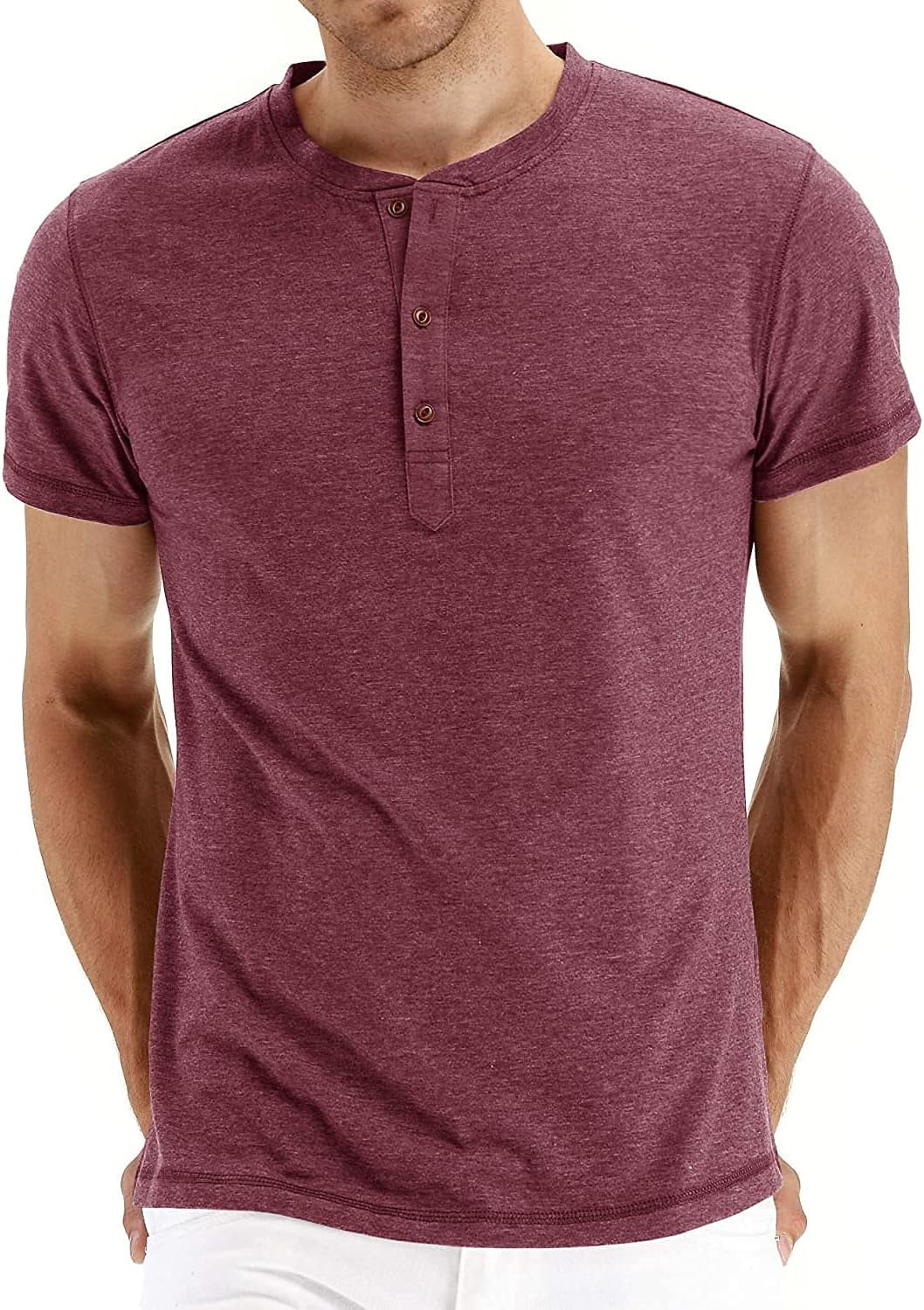 PPYOUNG Mens Fashion Casual Front Placket Basic Short Sleeve Henley T-Shirts XL