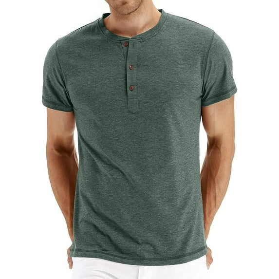 PPYOUNG Mens Fashion Casual Front Placket Basic Short Sleeve Henley T-Shirts XXL