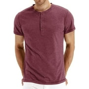 PPYOUNG Mens Fashion Casual Front Placket Basic Short Sleeve Henley T-Shirts XXL