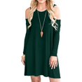 thumbnail image 1 of PPYOUNG Woman's Long Sleeve Cold Shoulder Tunic Top Swing T-Shirt Loose Dress with Pockets, 1 of 4