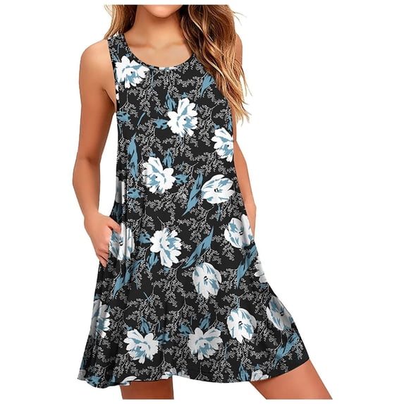 PPYOUNG Women Summer Casual Swing T-Shirt Dresses Beach Cover up Loose Tank Dress L