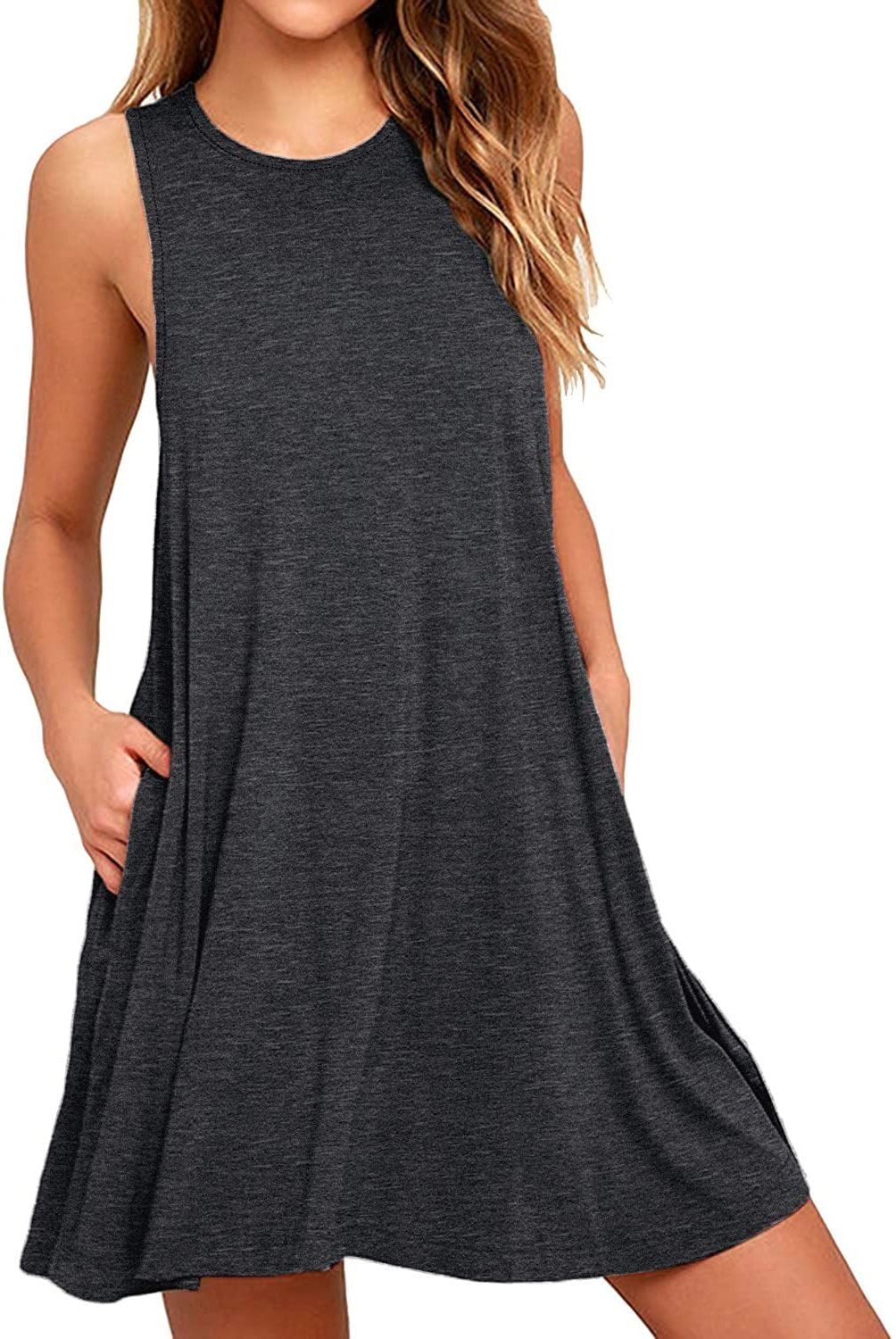 BELAROI Women Plus Size Sundress Summer Casual Sleeveless Tshirt Dress Tie Dye Print Scoop Neck CurvyTank Dresses With Pockets Beach Coverups(1X, Flower80), Colorful 80, 1X