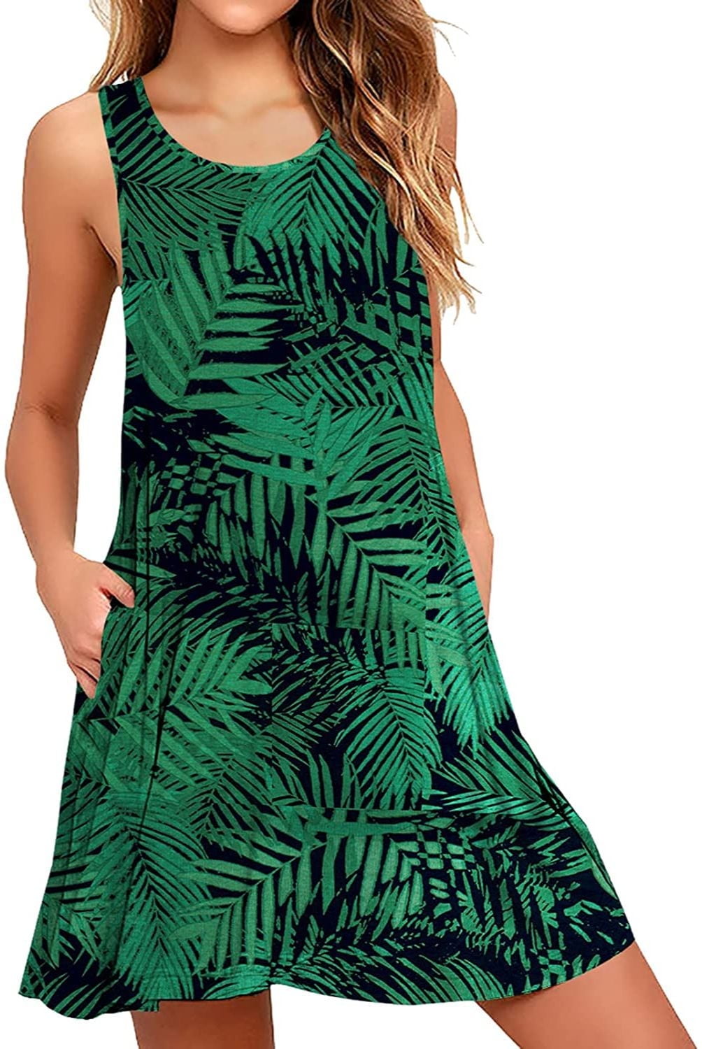 PPYOUNG Women Summer Casual Swing T-Shirt Dresses Beach Cover up Loose Tank Dress M