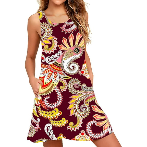 PPYOUNG Women Summer Casual Swing T-Shirt Dresses Beach Cover up Loose Tank Dress XL