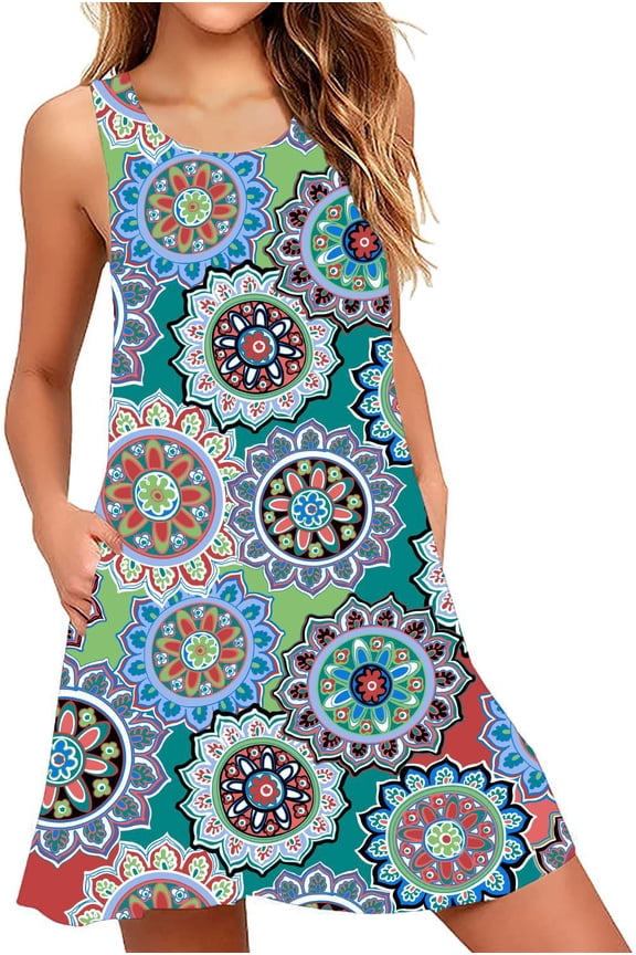 Women Summer Casual Swing T-Shirt Dresses Beach Cover up Loose Tank Dress XL