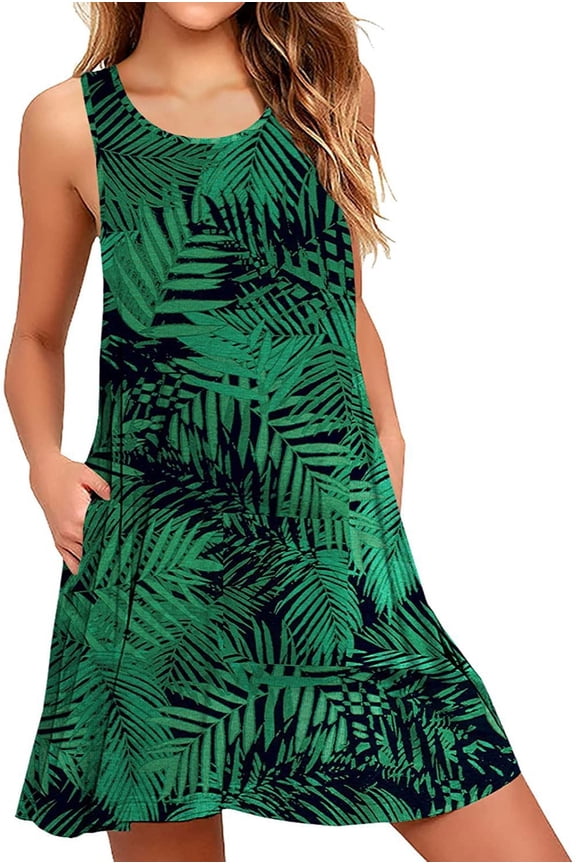 Women Summer Casual Swing T-Shirt Dresses Beach Cover up Loose Tank Dress XL