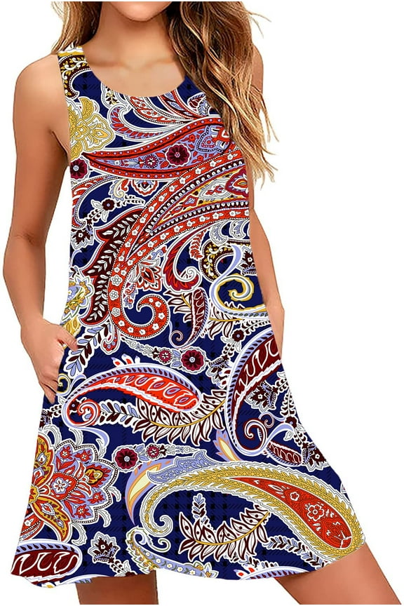 Women Summer Casual Swing T-Shirt Dresses Beach Cover up Loose Tank Dress XL