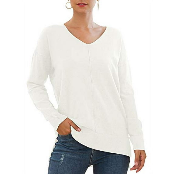 PPYOUNG Women's Casual Lightweight V Neck Knit Top Loose Pullover Sweater