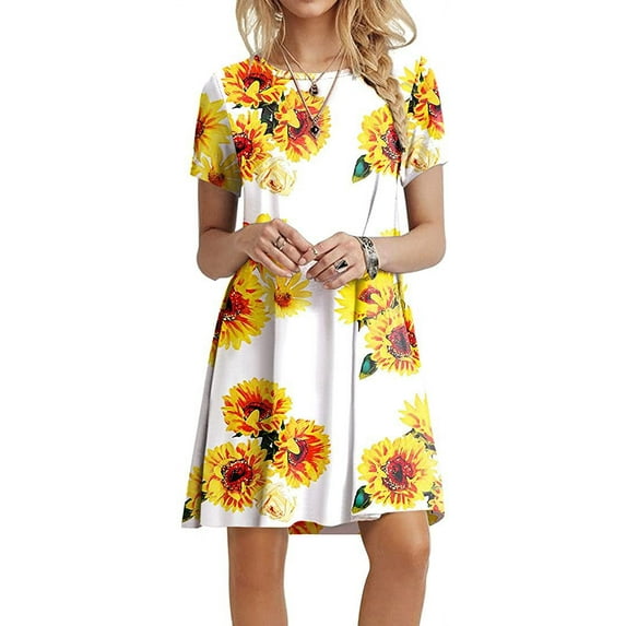 PPYOUNG Women's Casual Plain Simple T-Shirt Loose Dress