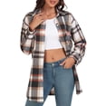 thumbnail image 1 of PPYOUNG Women's Plaid Shackets Flannel Long Sleeve Button Down Shirts Outwear Coat Jackets, Navy, 1 of 5