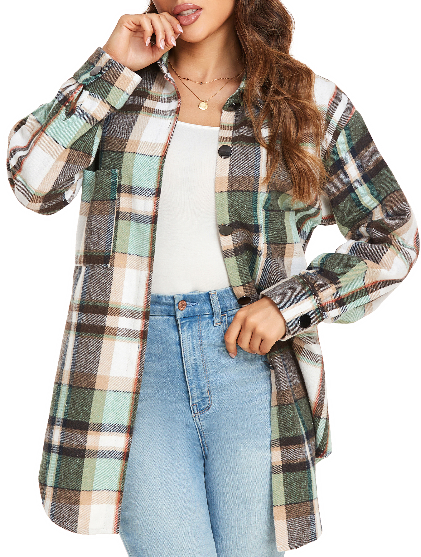 PPYOUNG Women's Plaid Shackets Flannel Long Sleeve Button Down Shirts ...