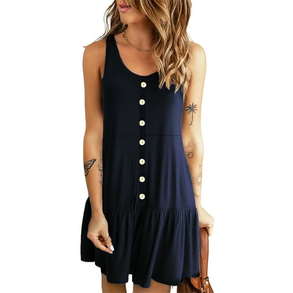 PPYOUNG Women's Summer Casual Sleeveless Lightweight Beach Tiered Sundress