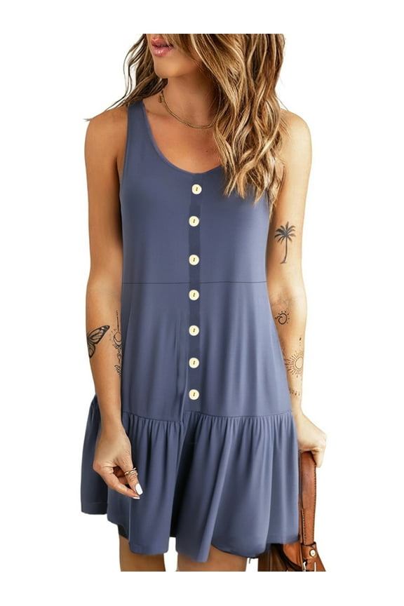 Women's Summer Casual Sleeveless Lightweight Beach Tiered Sundress