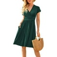 thumbnail image 1 of PPYOUNG Women's Summer Casual Short Sleeve V-Neck Short Party Dress with Pockets, 1 of 7