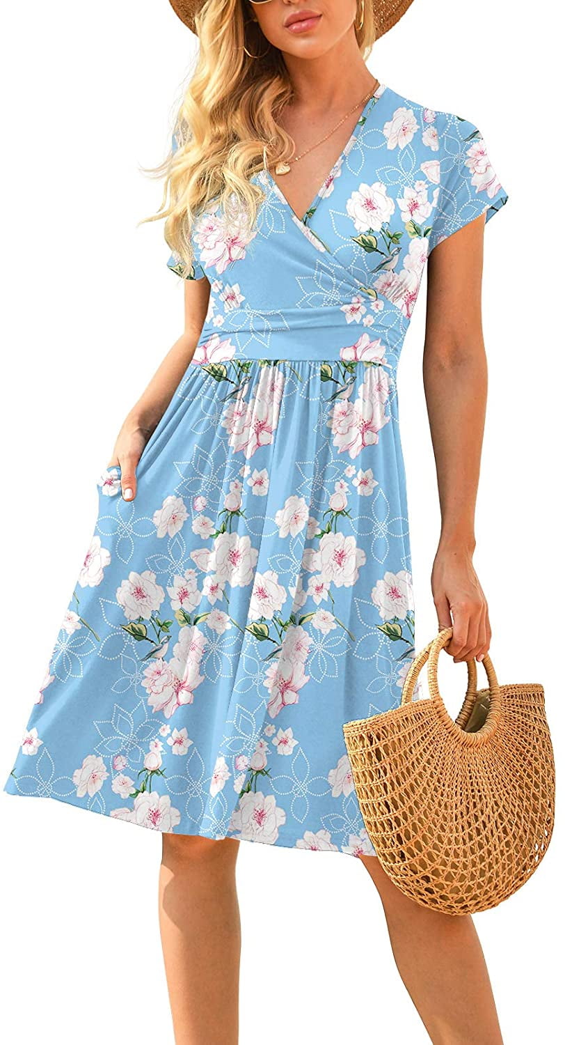 Summer V-Neck Printed Dress - New Short Sleeve Style main image 1