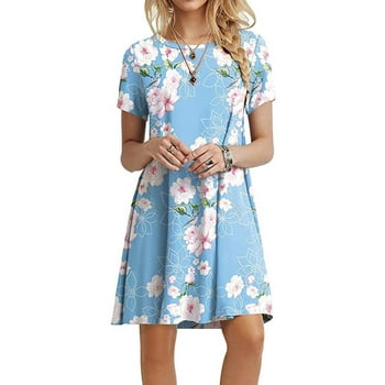 PPYOUNG Women's Summer Casual T-shirt Dresses Short Sleeve Boho Beach Dress