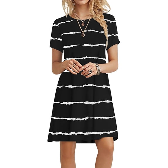 PPYOUNG Women's Summer Casual T-shirt Dresses Short Sleeve Boho Beach Dress