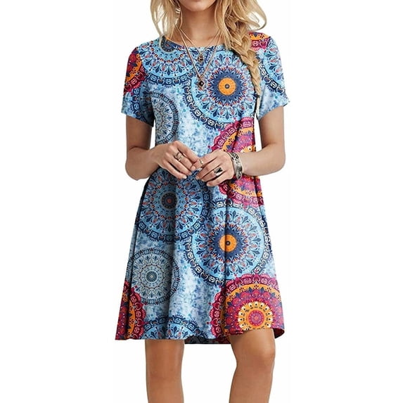 PPYOUNG Women's Summer Casual T-shirt Dresses Short Sleeve Boho Beach Dress