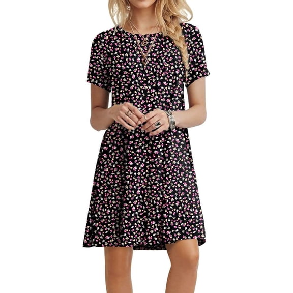 PPYOUNG Women's Summer Casual T-shirt Dresses Short Sleeve Boho Beach Dress