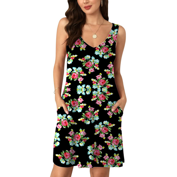 PPYOUNG Women's Summer Casual V Neck T Shirt Dresses Simple Tank Vest Dress Beach Cover up