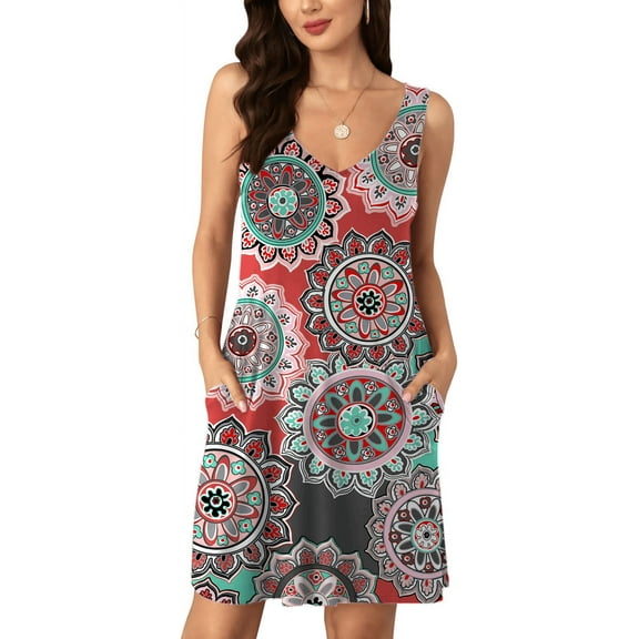 PPYOUNG Women's Summer Casual V Neck T Shirt Dresses Simple Tank Vest Dress Beach Cover up