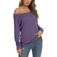 thumbnail image 1 of PPYOUNG Womens Off Shoulder Long Sleeve Blouses Casual Tunic Tops, 1 of 4