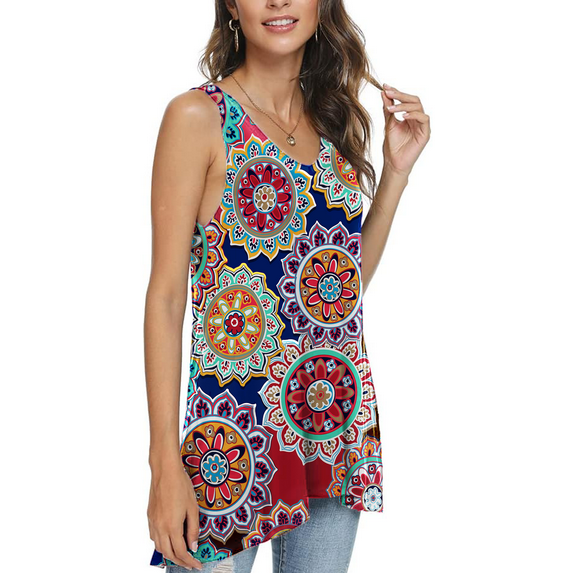 PPYOUNG Womens Summer Casual Tank Tops Sleeveless V-Neck Tees Pleated Tunic Blouses Shirt