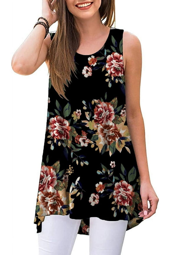 Womens Summer Casual Tank Tops Sleeveless V-Neck Tees Pleated Tunic Blouses Shirt