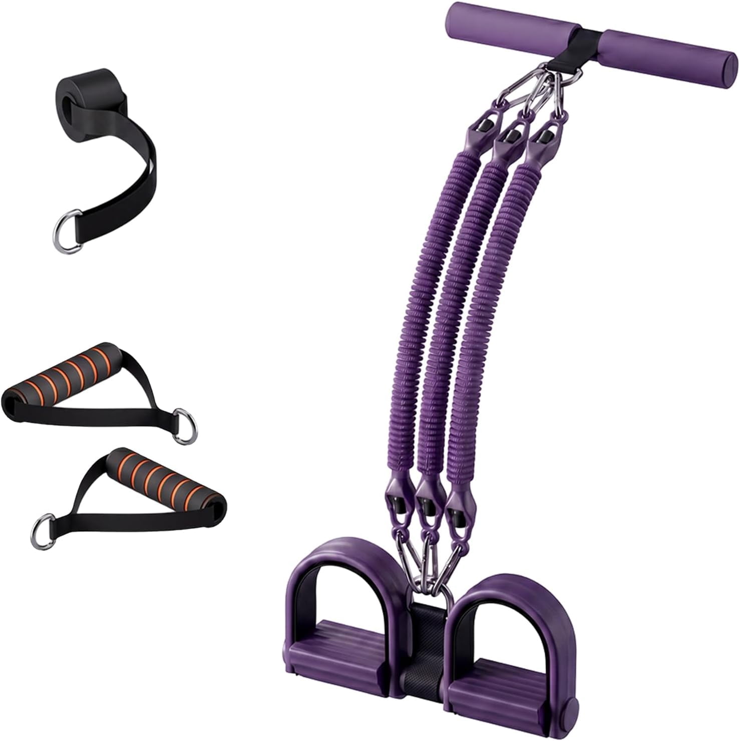 PPedal Resistance Band with Handle,2026 Upgrade Multifunction Pedal Resistance Band,Adjustable Stretch Exercise Bands for Full Body Workout Home Gym(Pueple 25-75 lb)