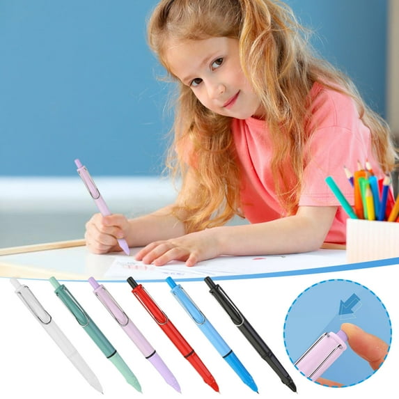 PPgejGEK 0.38mm Extra Fine Nib Press Fountain Pen for Students Daily Writing Calligraphy Practice with Replaceable Ink Cartridge Dark Tip Design