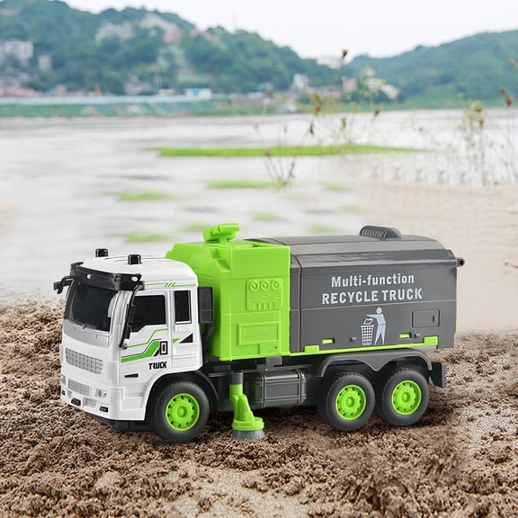 PPgejGEK 1:32 Scale Children's Remote Control City Sanitation Vehicle with 4-Way Lights and Simulation Features - 20x7x11cm