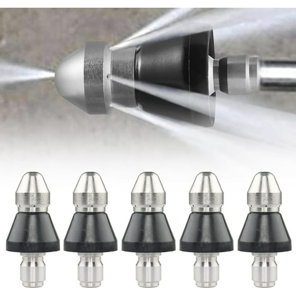 PPgejGEK 1/4 inch Sewer Jetter Nozzle Kit, High-Pressure Water Hose Nozzle for Drain Pipe Cleaning, 6.1x3.1 cm/2.4x1.2 in, Stainless Steel, 2/3/4/5pcs Options